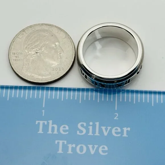 Size 13 RARE Tiffany Atlas Ring in Silver and Titanium Mens Unisex